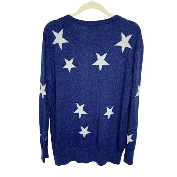 MAGASCHONI FOURTH OF JULY  Intarsia Star Cashmere Blend Crew Neck Sweater - Picture 2 of 5